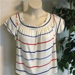 SO on or off shoulder short sleeve top Woman’s Juniors XL white blue red
